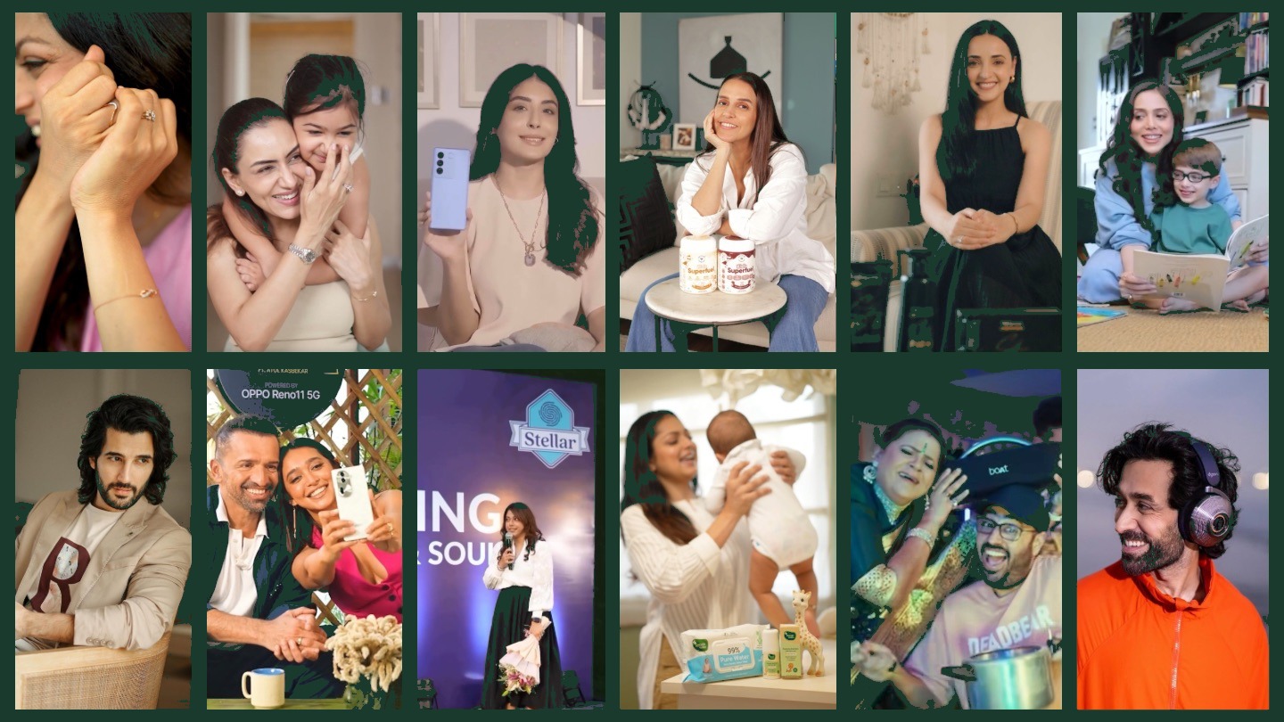 A collage of celebrities and influencers Rhea has collaborated with